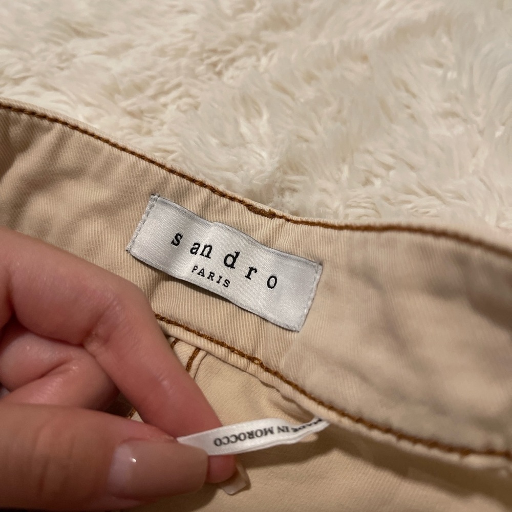 Sandro Paris Beige High-Rise Pocket Shorts – Size 34 (US 2) - Picture 2 of 5